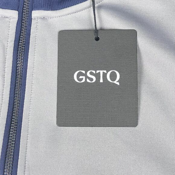 GSTQ Knit Track Jacket Mens XL Blue Gray Colorblock Full Zip Athletic Portugal - Picture 11 of 15